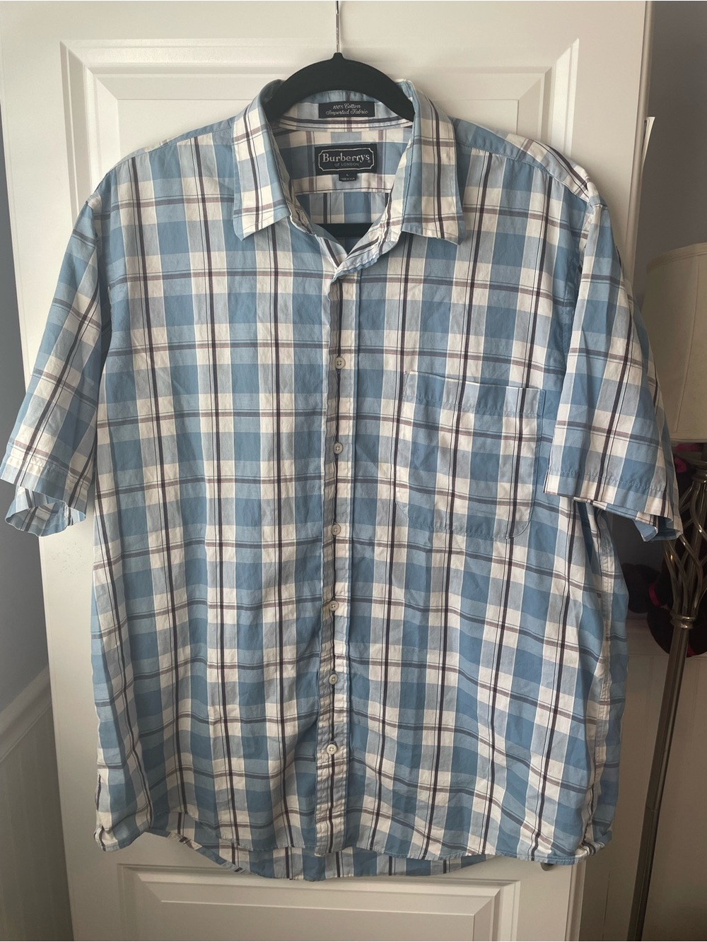 Vintage Burberrys of London Blue Plaid 100% Cotton Shirt Men's L